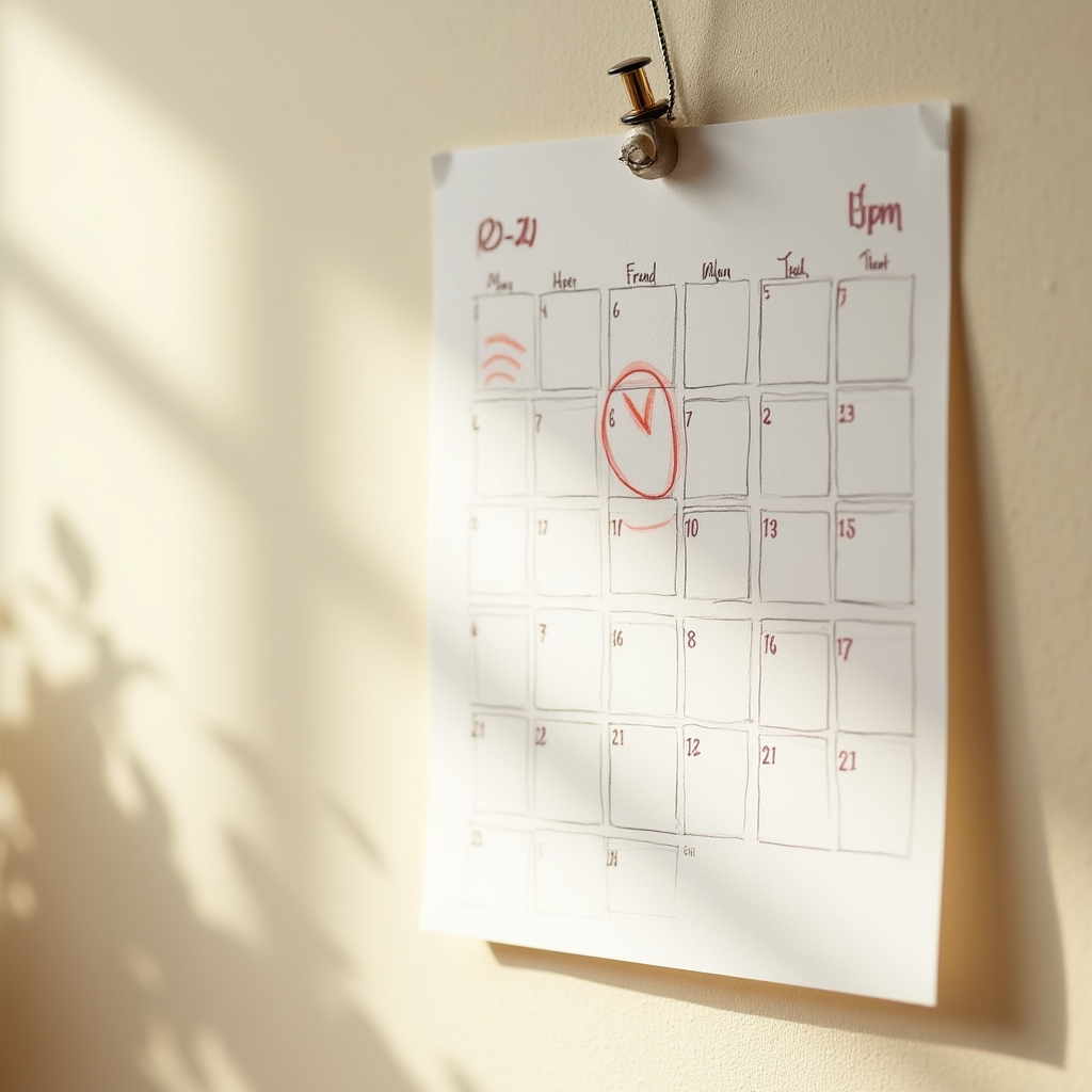 Calendar de perete cu o lună marcată pentru un experiment de reducere a cheltuielilor